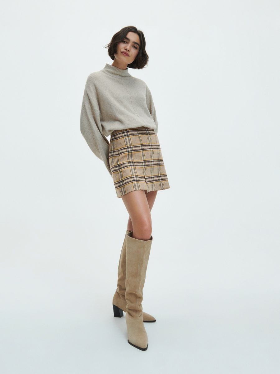 Check wool blend skirt - multicolor - RESERVED - 3
