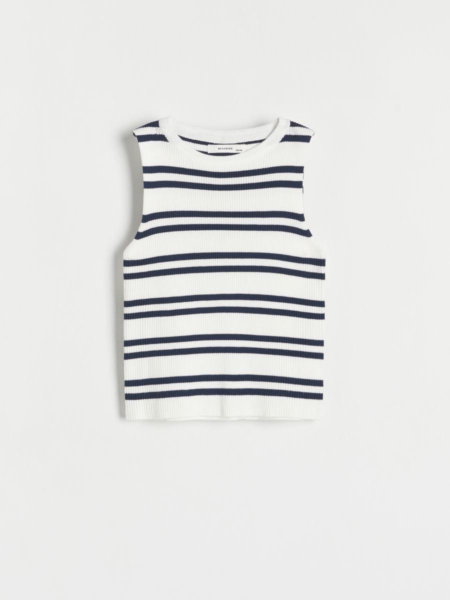 Knitted fabric vest - navy - RESERVED