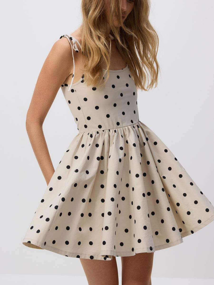 Polka dot dress - beige - RESERVED