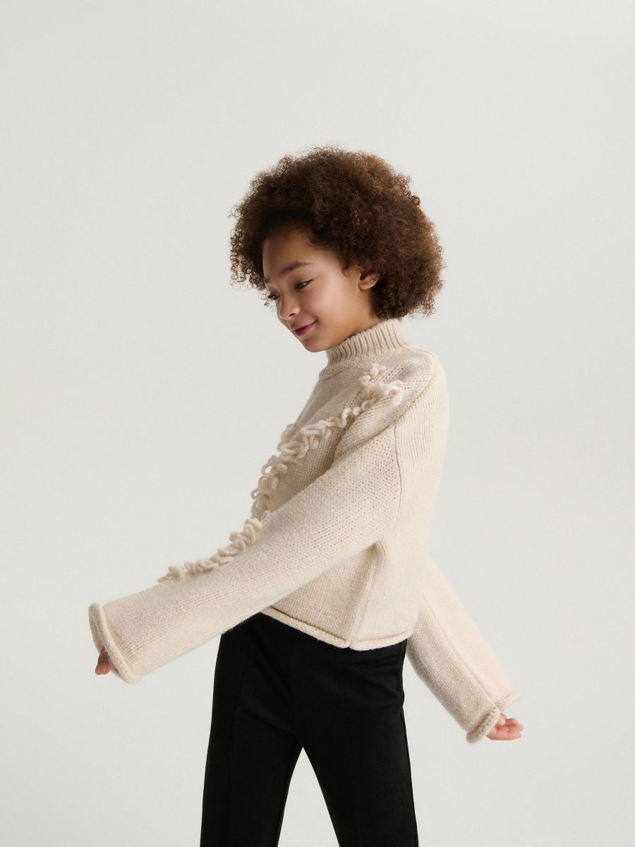 Jumper with fringes - cream - RESERVED - 4