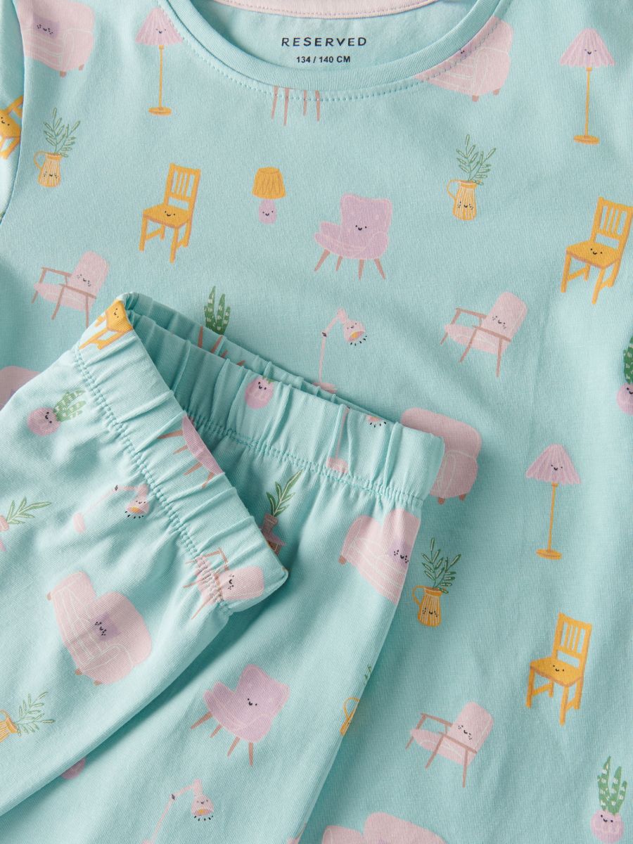 Two piece pyjama set - pale turquoise - RESERVED - 2