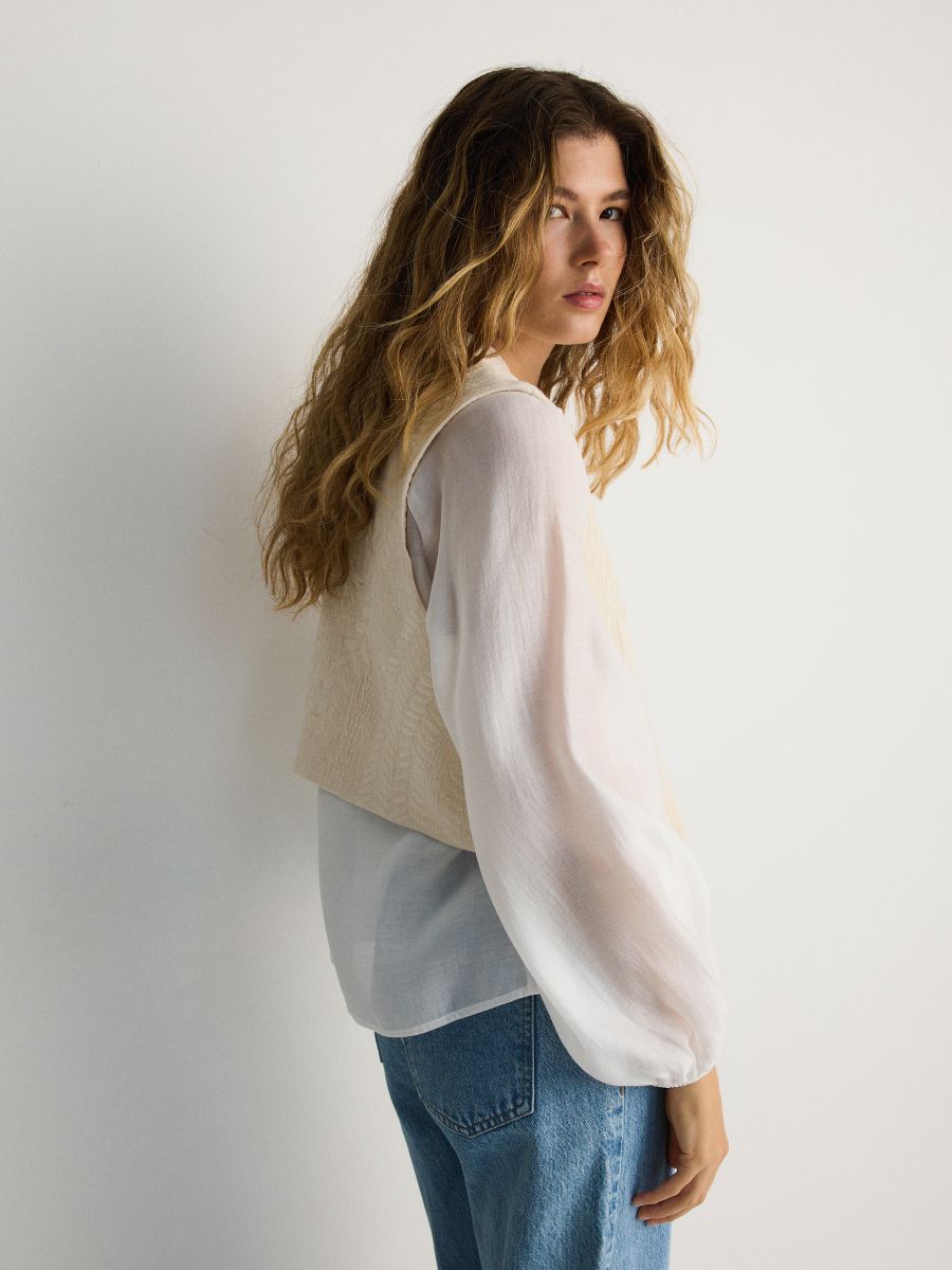 Baumwollweste mit gesticktem Muster - creme - RESERVED - 2