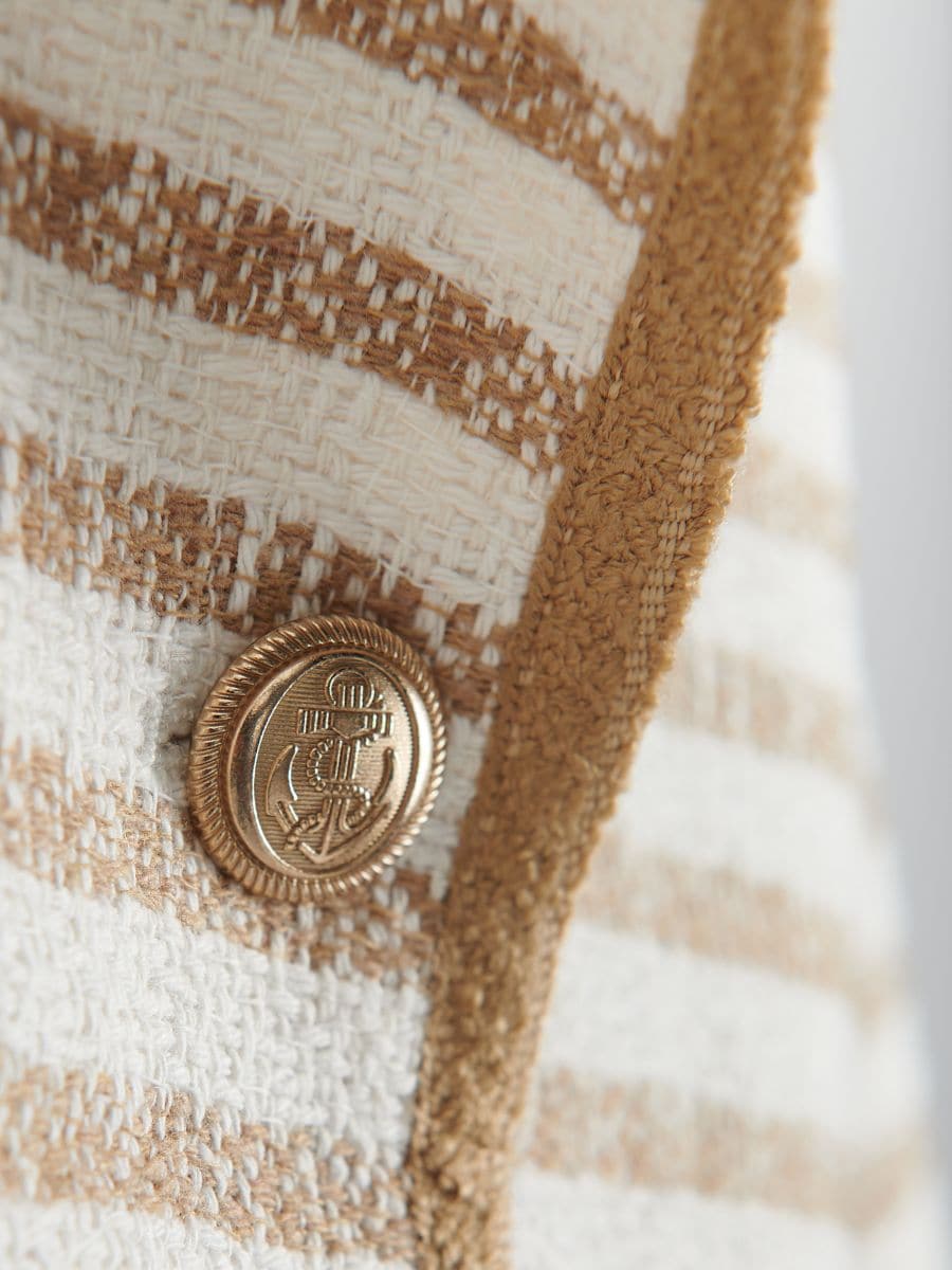 Double-breasted stripe jacket - beige - RESERVED - 5