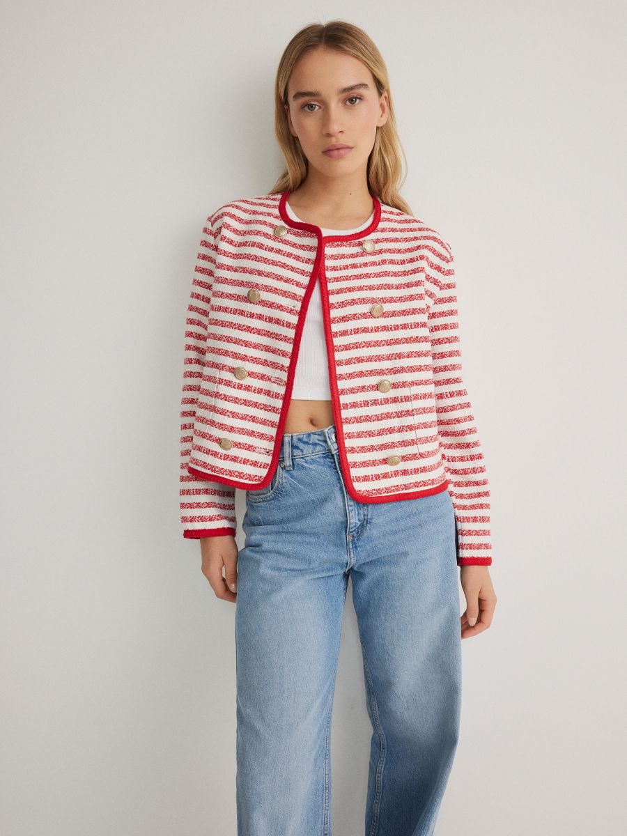 Double-breasted stripe jacket - red - RESERVED