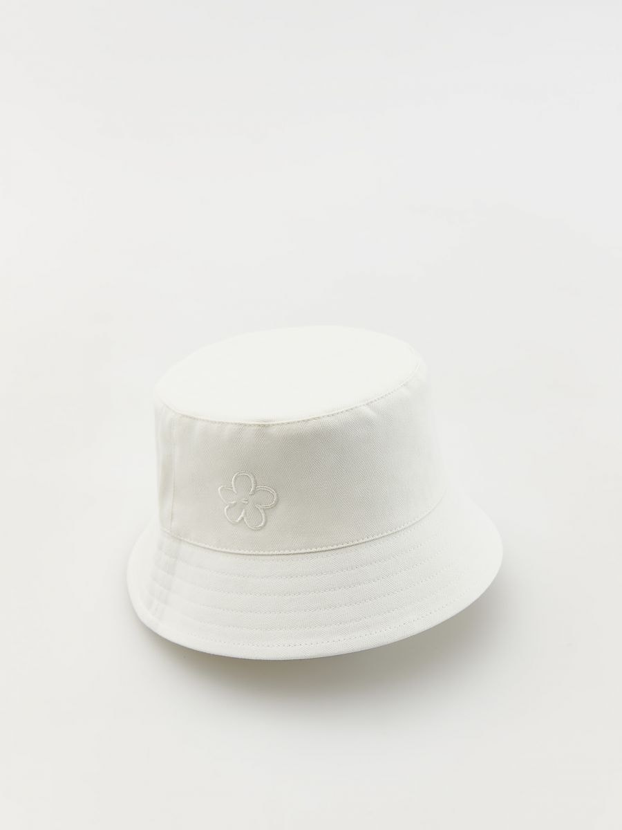 Bucket hat with embroidery detailing - cream - RESERVED
