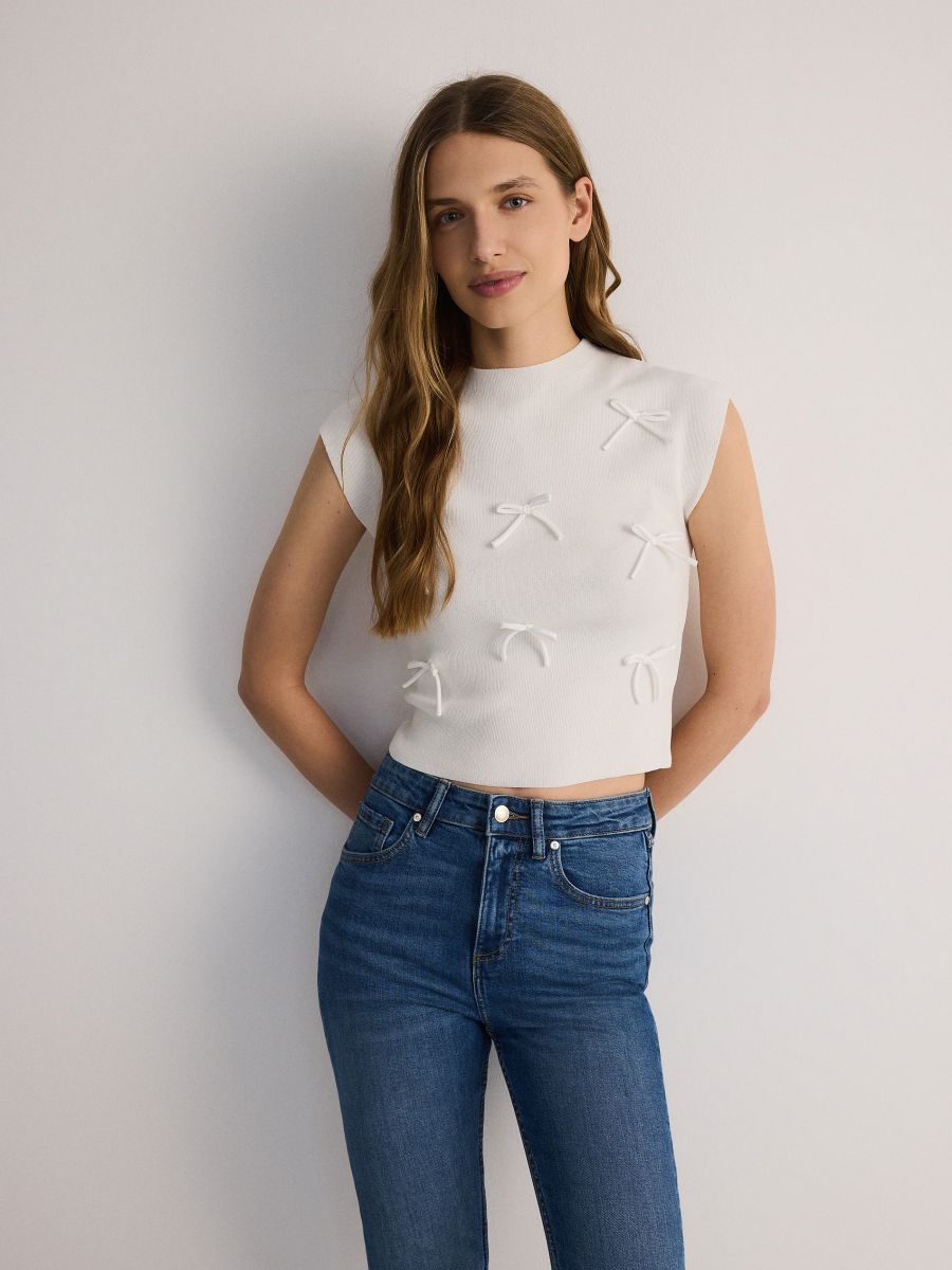 Top with bow details - cream - RESERVED - 3