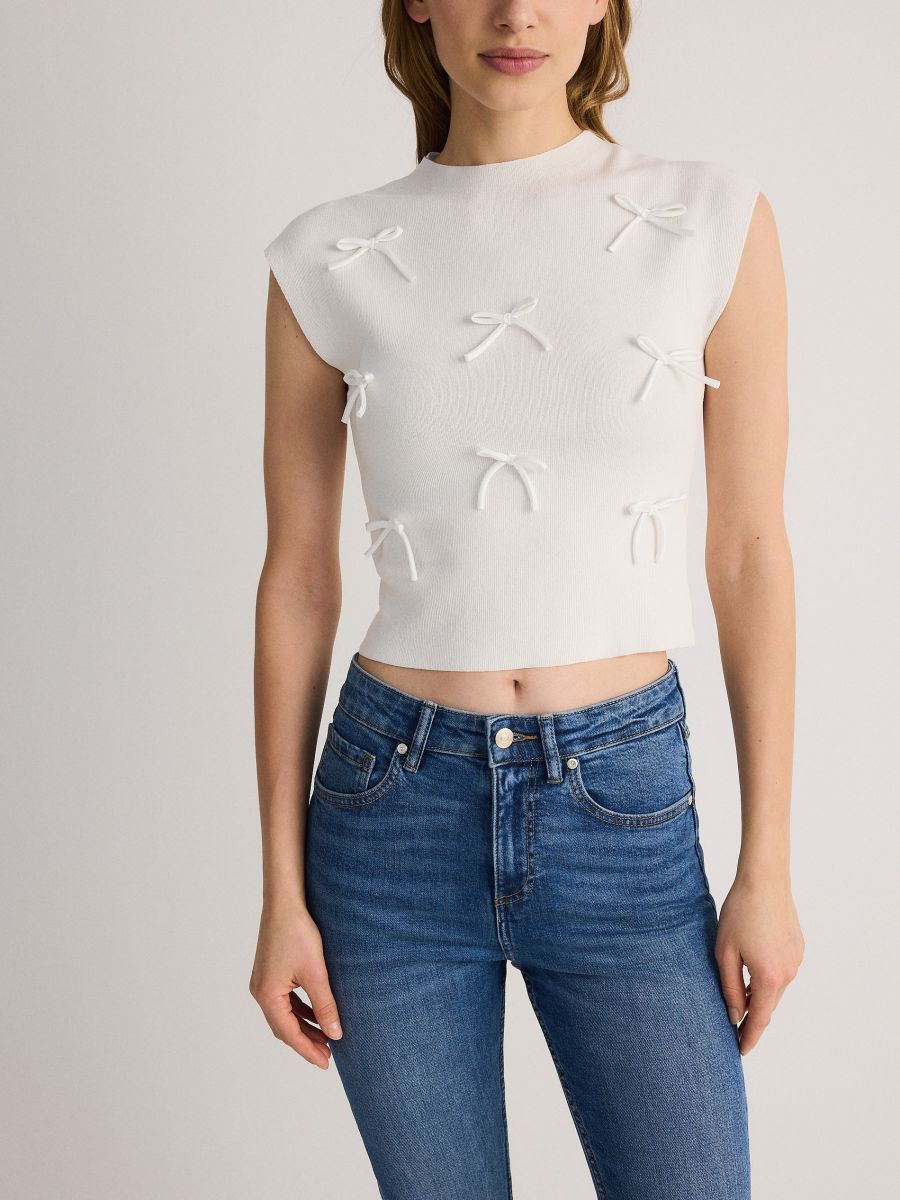 Top with bow details - cream - RESERVED - 6