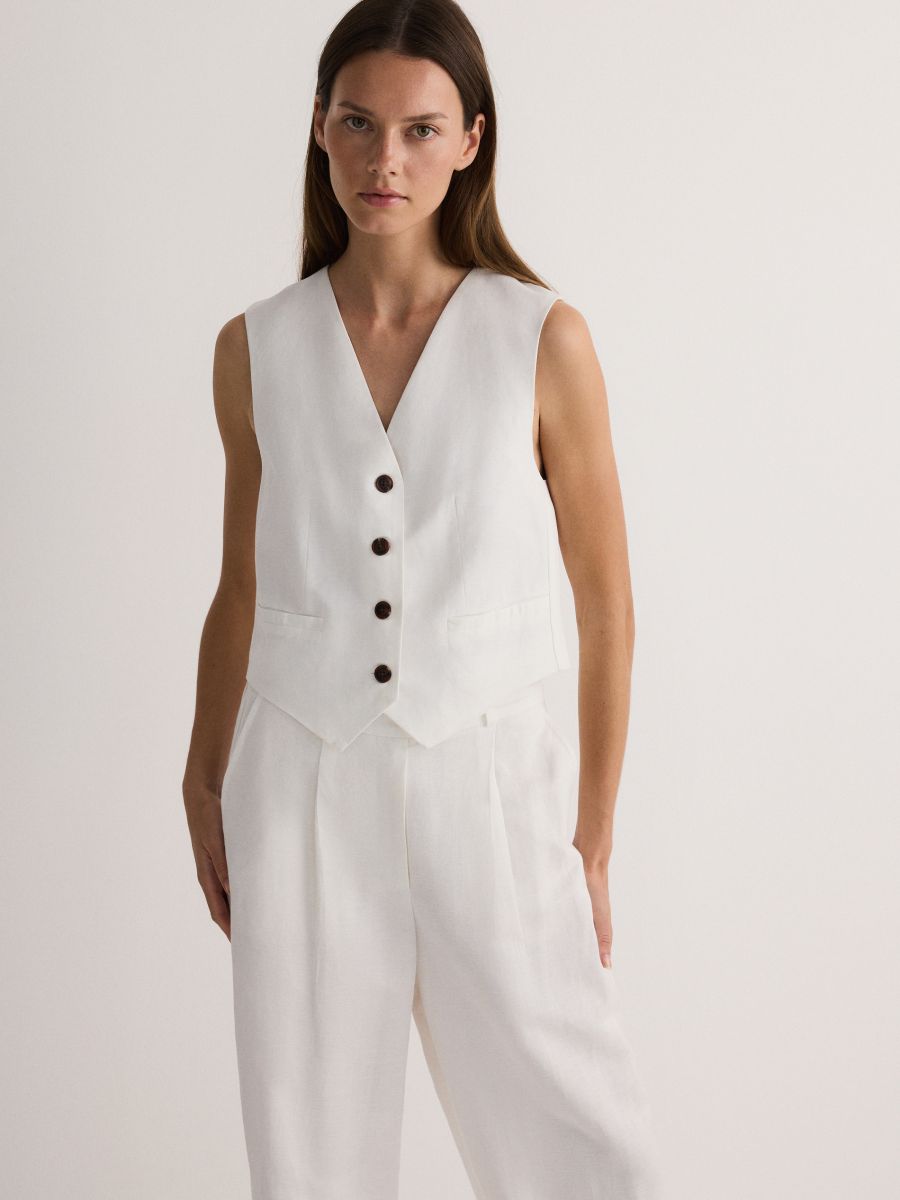 Linen blend suit vest - white - RESERVED
