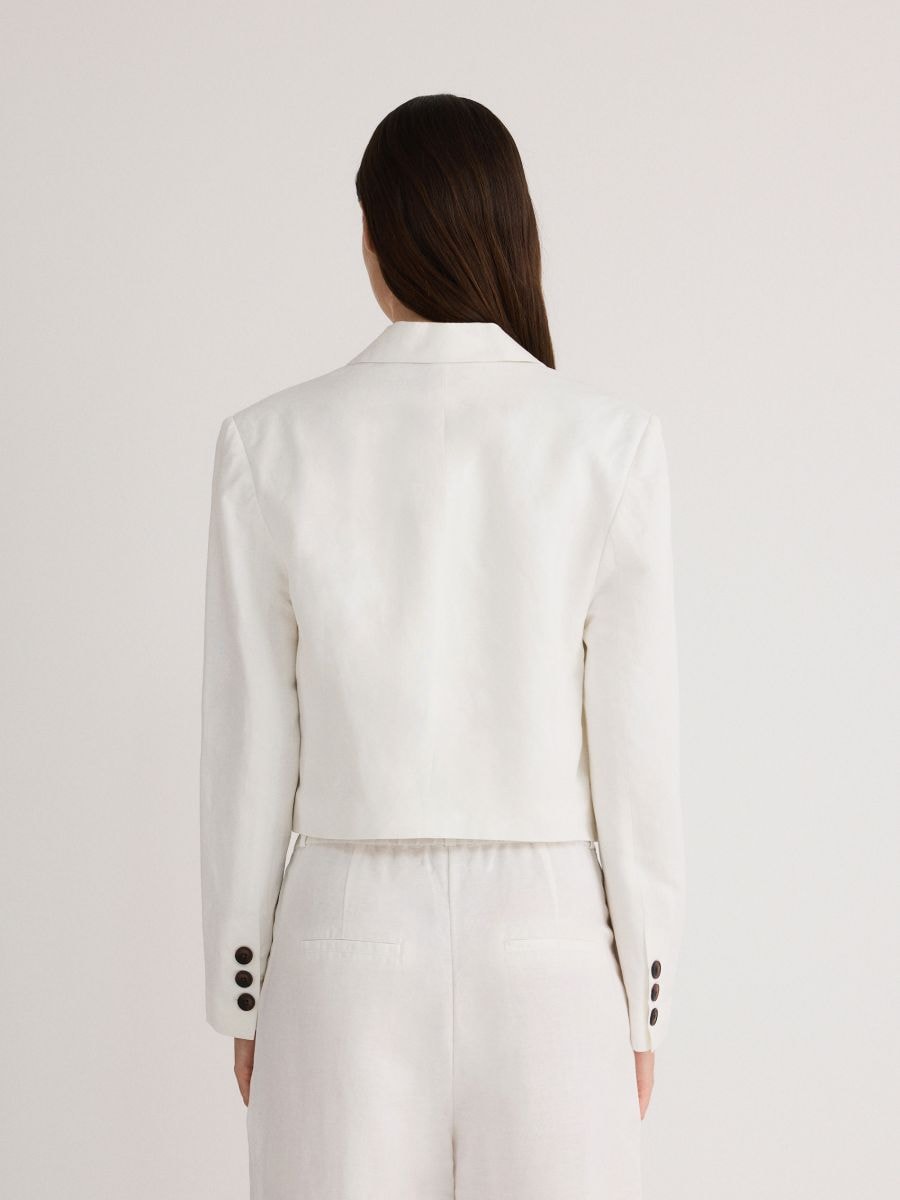 Linen rich blazer with viscose blend - white - RESERVED - 4
