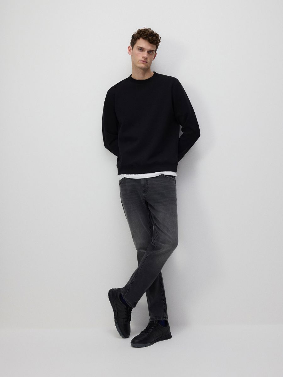 Sweat uni en coton majoritaire - noir - RESERVED - 2