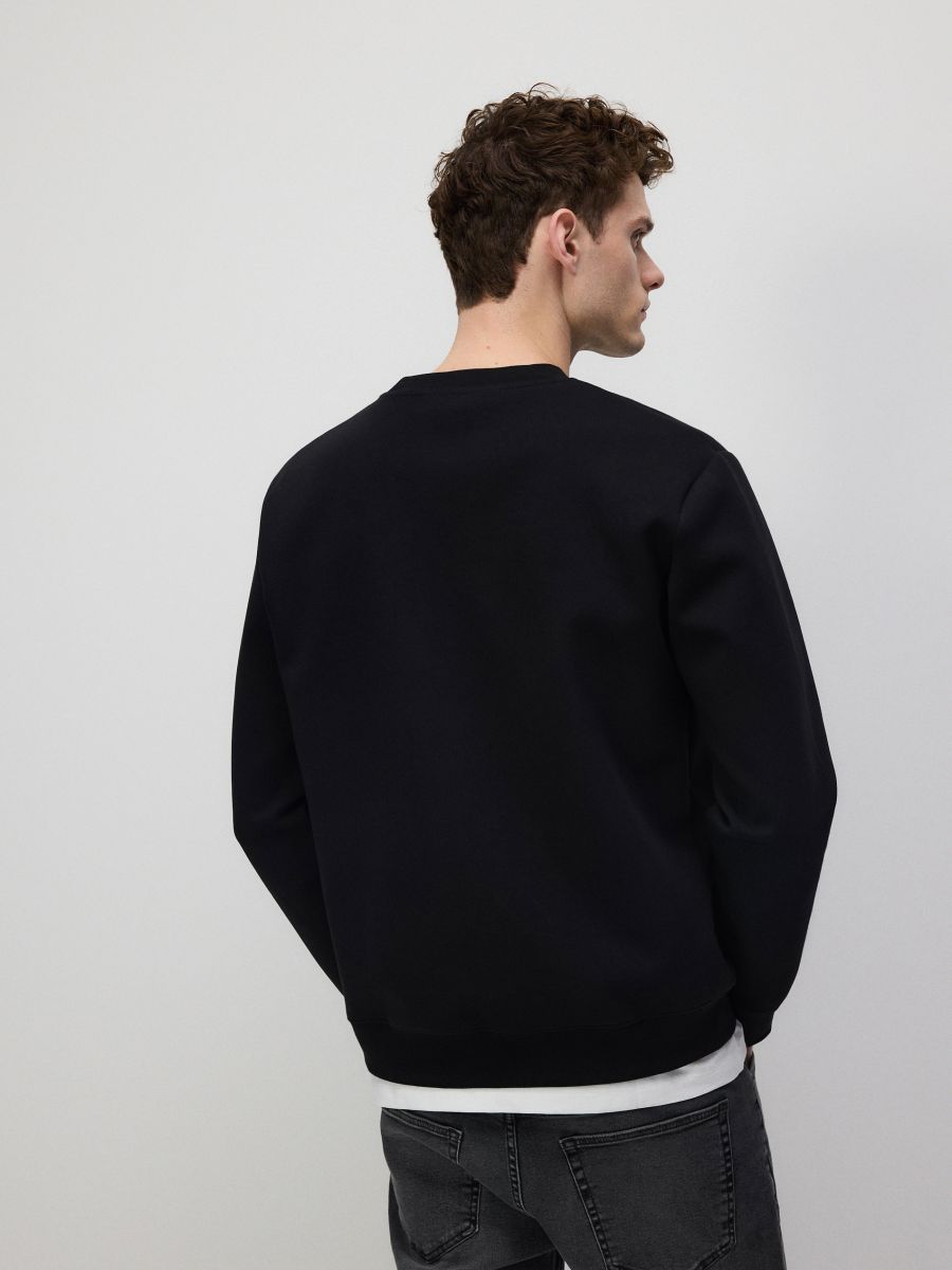 Sweat uni en coton majoritaire - noir - RESERVED - 5