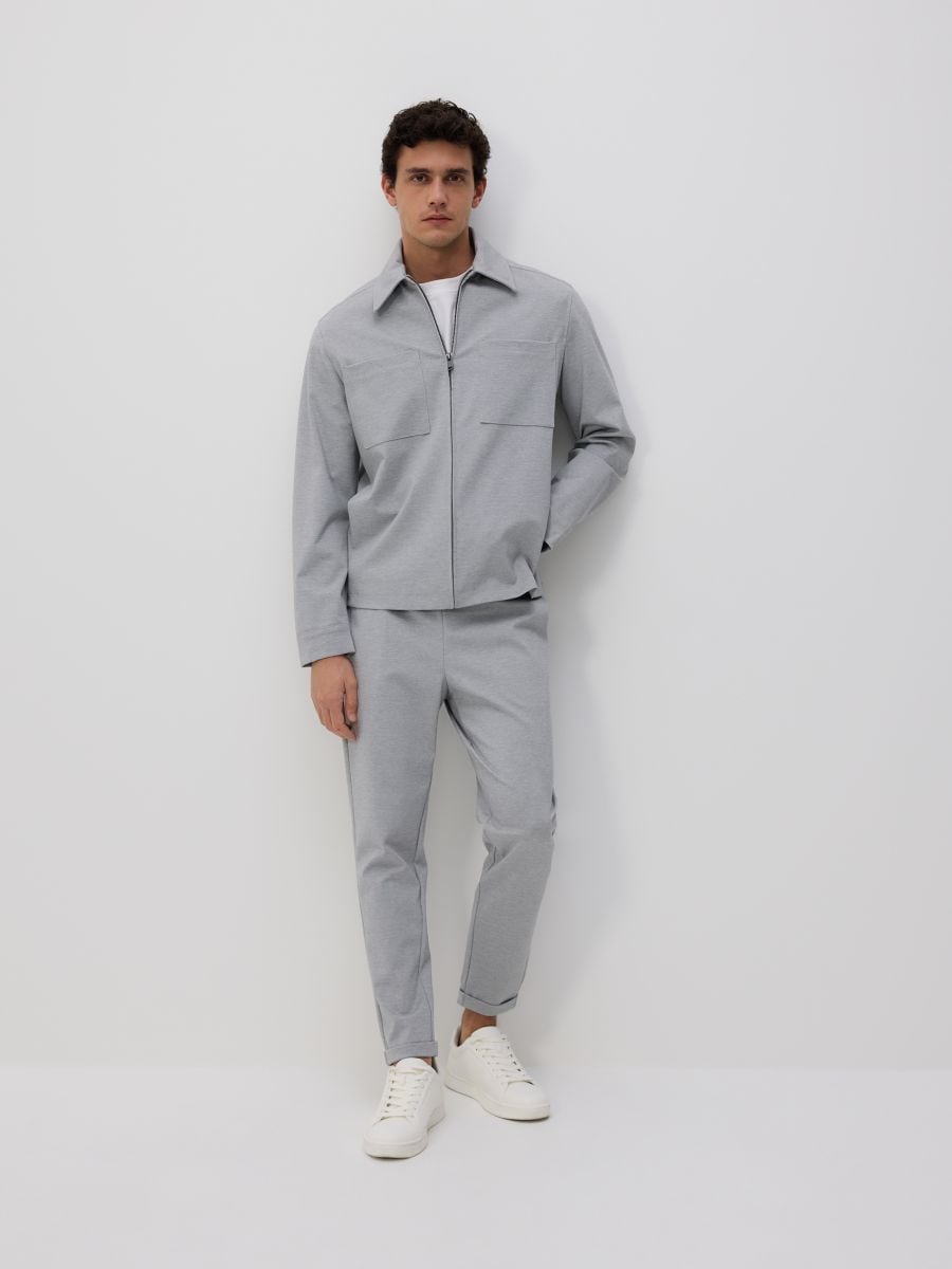 Zip-up sweatshirt with collar - light grey - RESERVED - 4