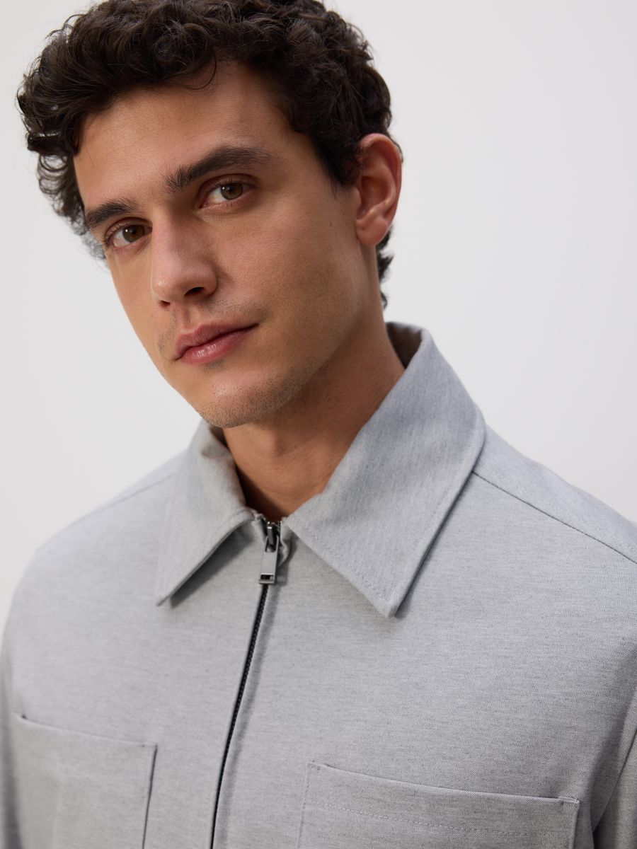 Zip-up sweatshirt with collar - light grey - RESERVED - 5