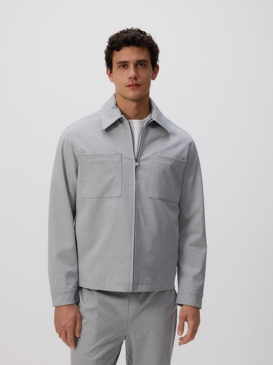 Zip-up sweatshirt with collar - light grey - RESERVED - 2