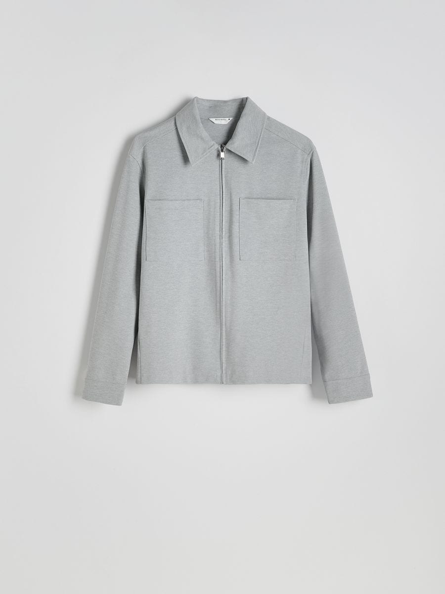 Zip-up sweatshirt with collar - light grey - RESERVED - 6
