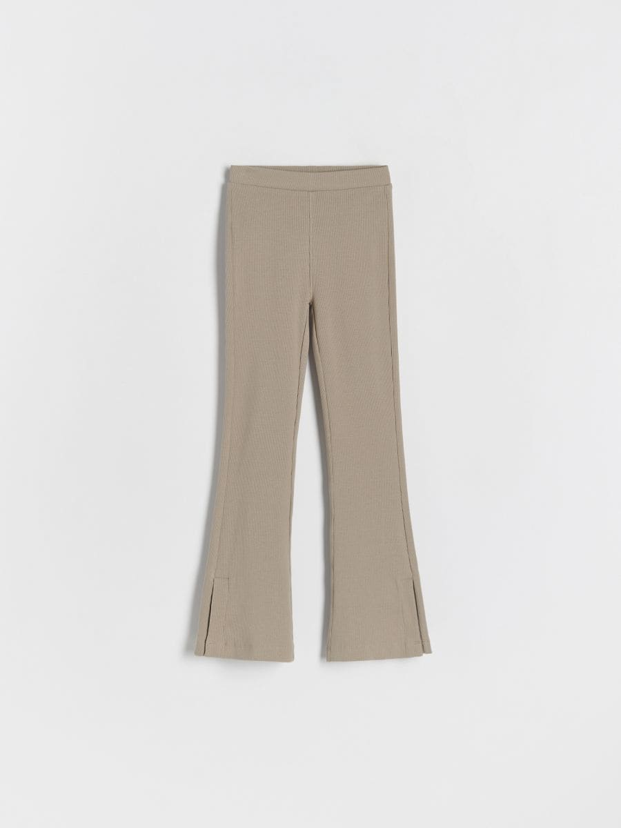 Flare trousers with splits - green - RESERVED
