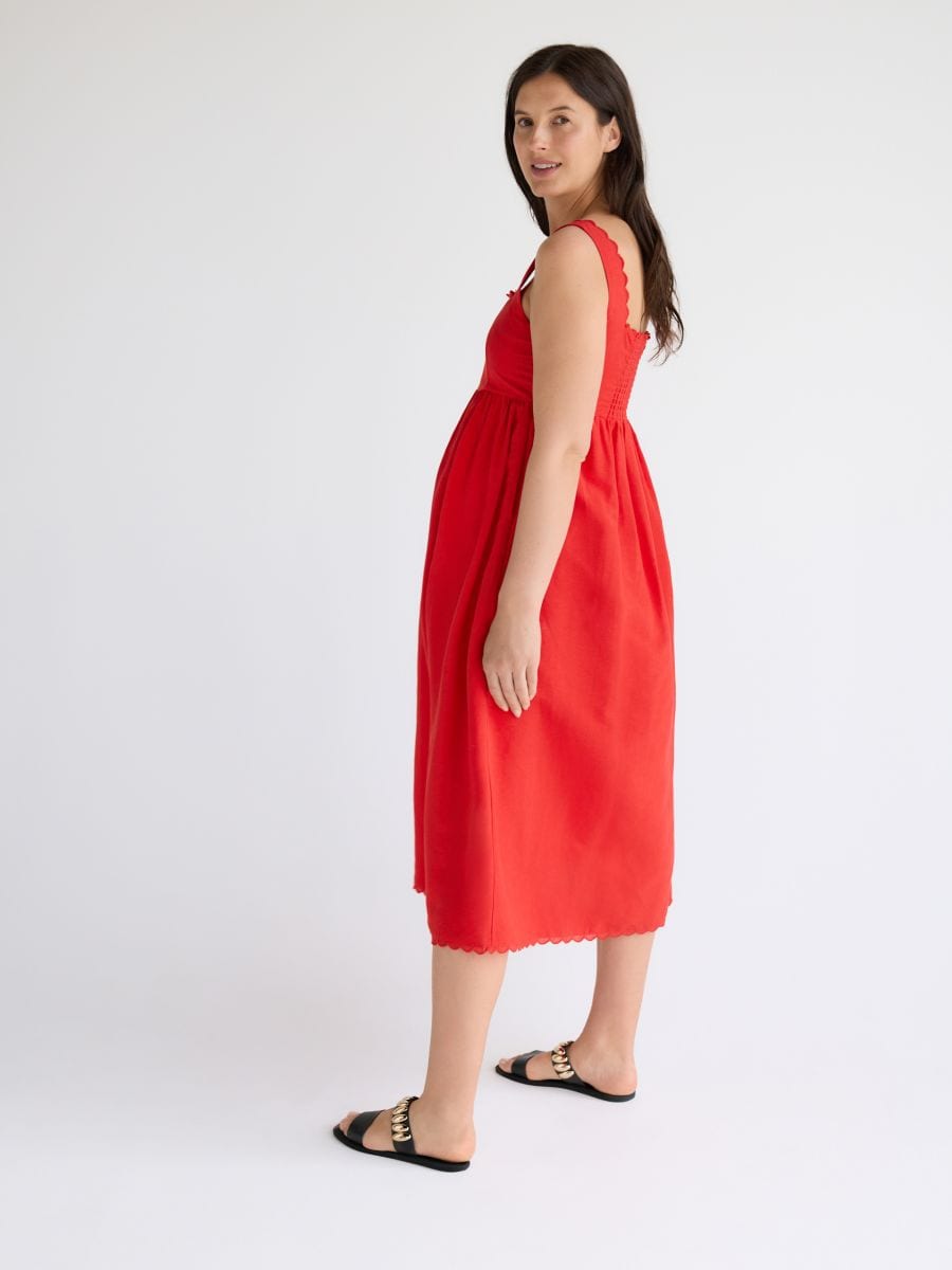 Linen blend midi dress - red - RESERVED - 3