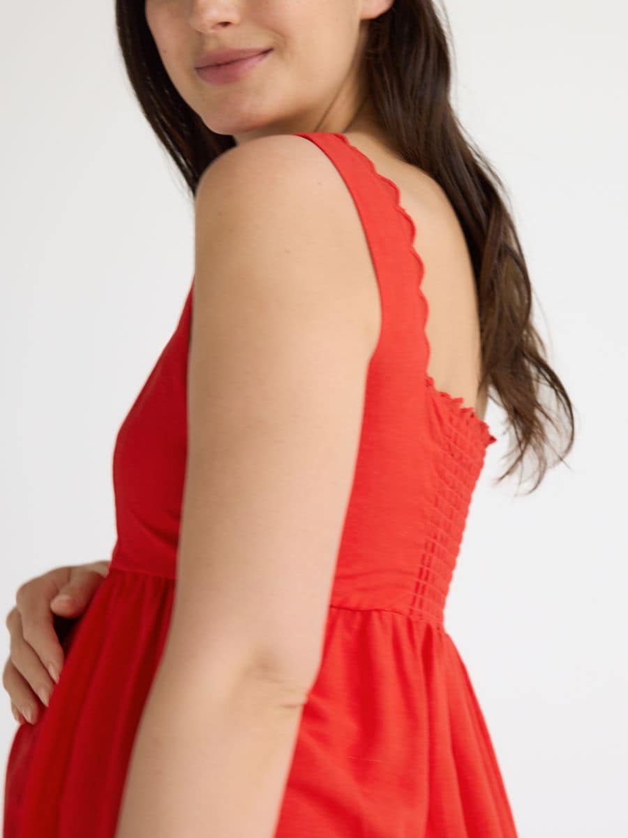 Linen blend midi dress - red - RESERVED - 4