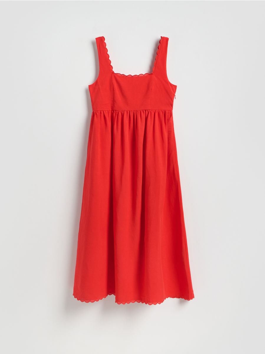Linen blend midi dress - red - RESERVED - 5