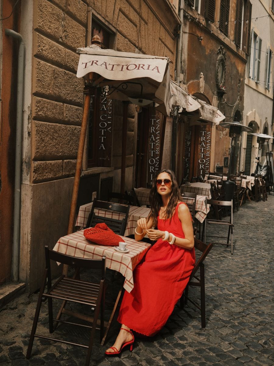 Linen blend midi dress - red - RESERVED - 3