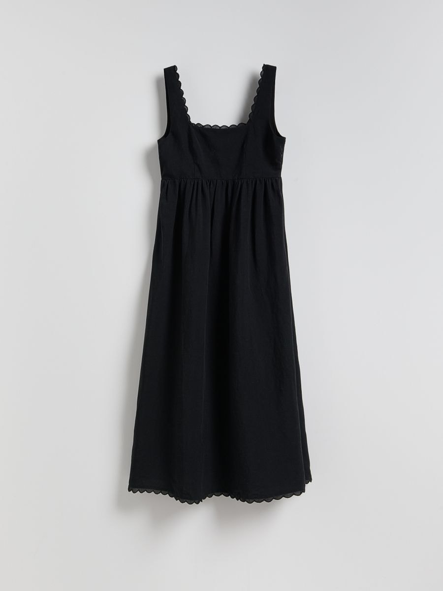 Linen blend midi dress - black - RESERVED - 6
