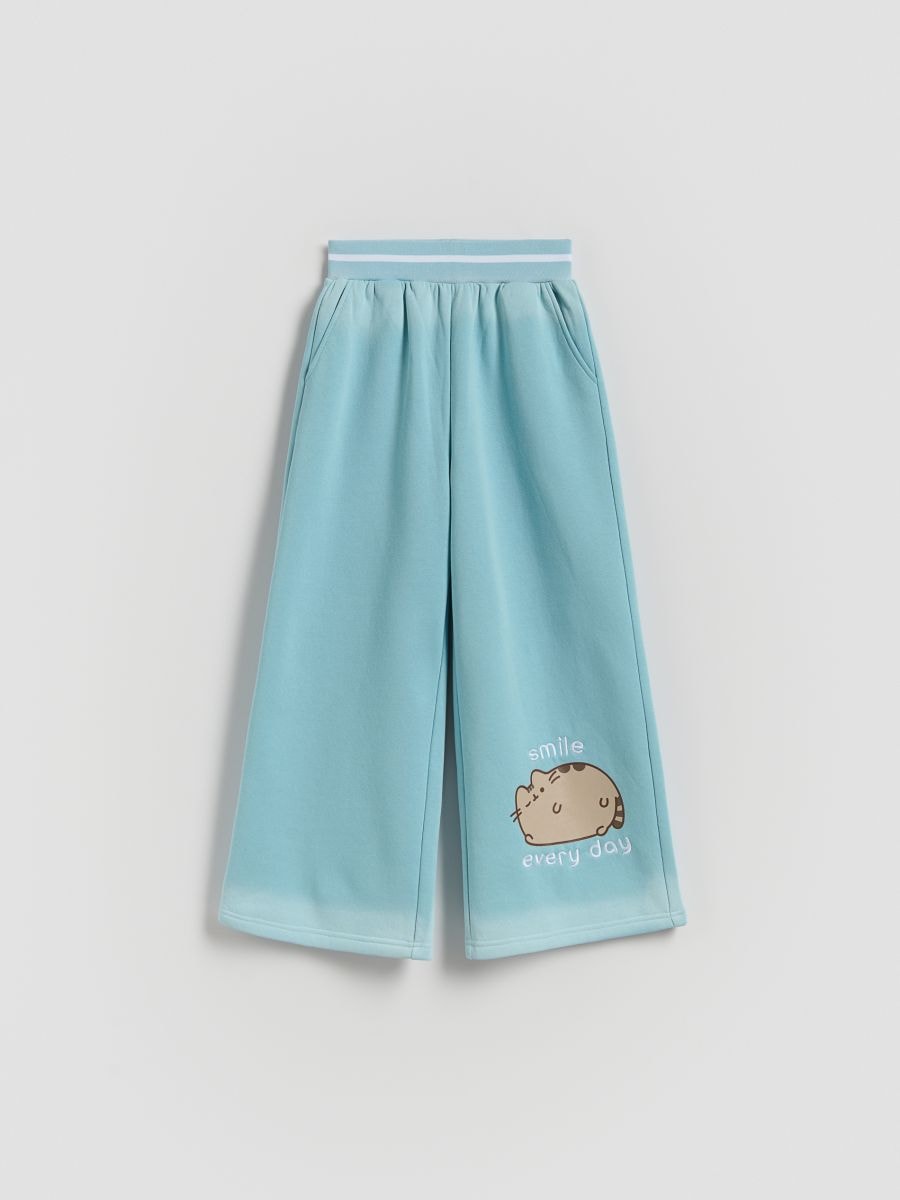 Szerokie spodnie Pusheen - jasnoniebieski - RESERVED
