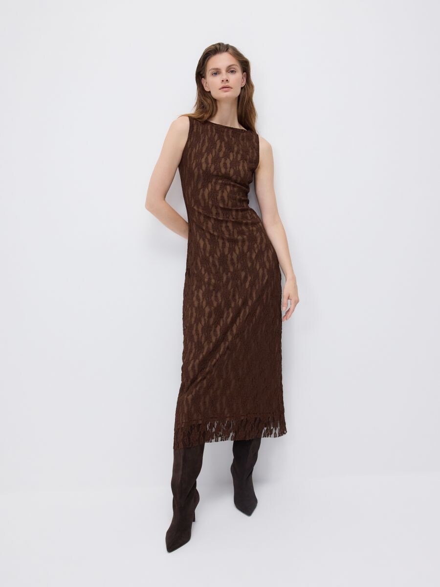 Spitzenkleid - dunkelbraun - RESERVED