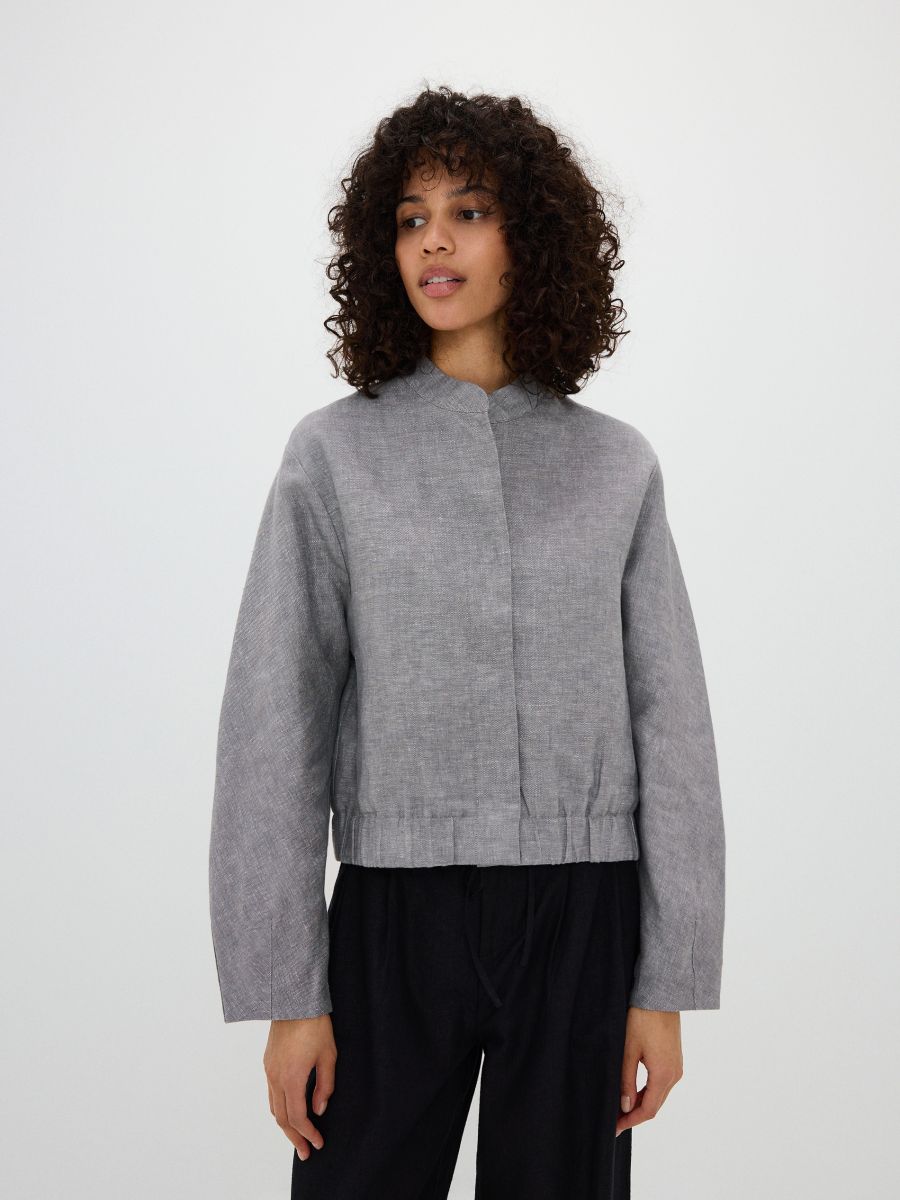 Linen bomber jacket - light grey - RESERVED - 3