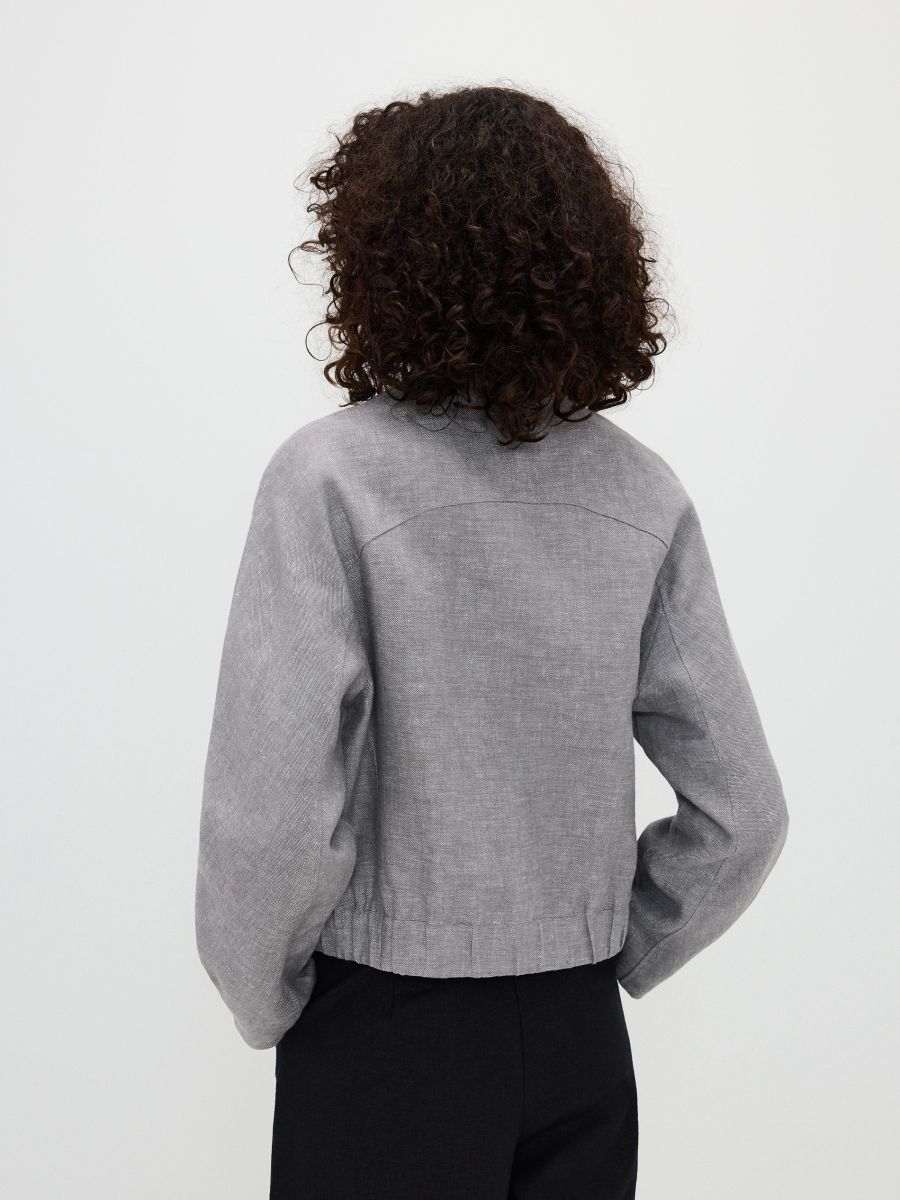 Linen bomber jacket - light grey - RESERVED - 4