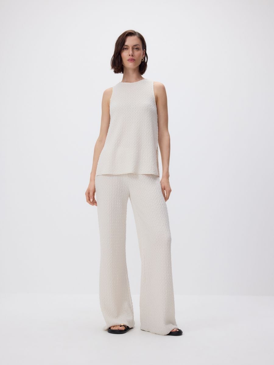 Hose aus Strukturstoff - creme - RESERVED - 2