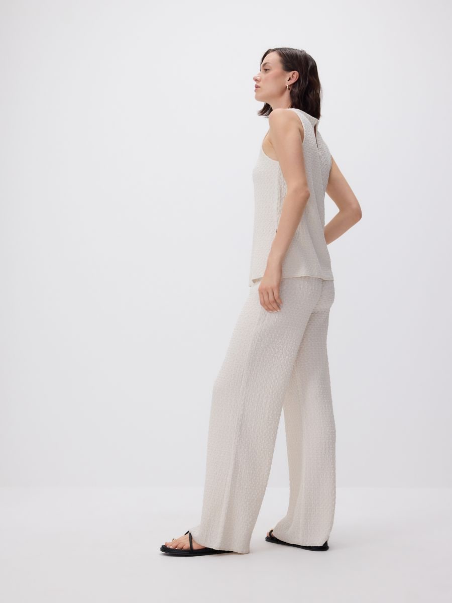 Hose aus Strukturstoff - creme - RESERVED - 3