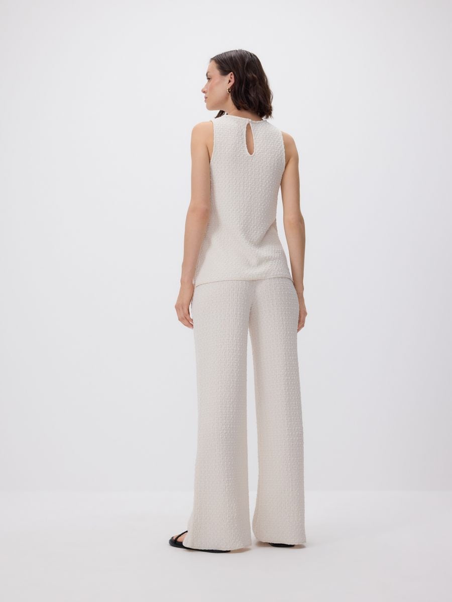 Hose aus Strukturstoff - creme - RESERVED - 4