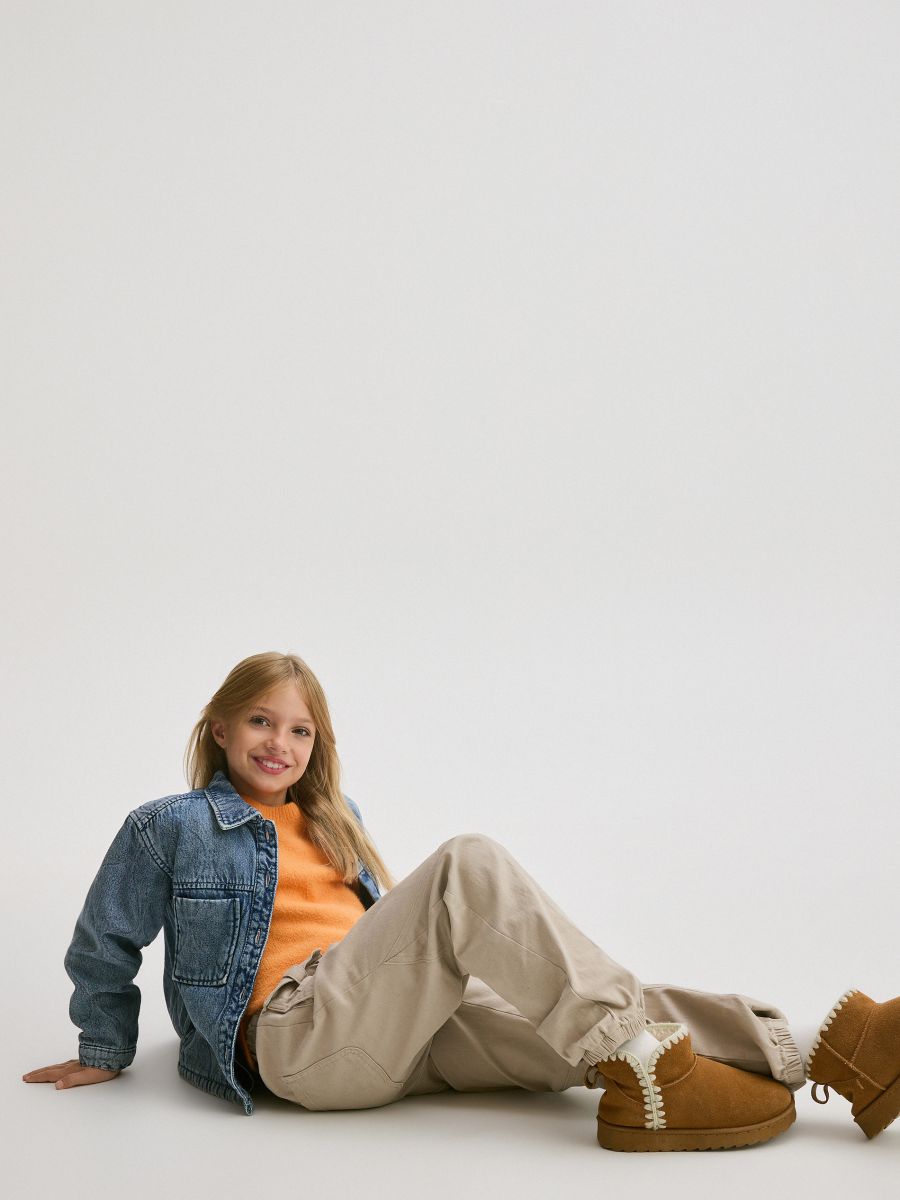 Trousers with chain detail - beige - RESERVED - 3