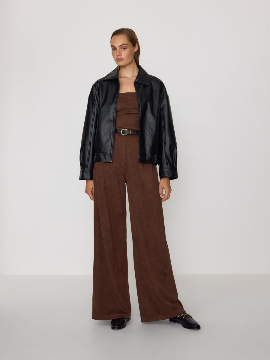 Playsuit with belt - dark brown - RESERVED