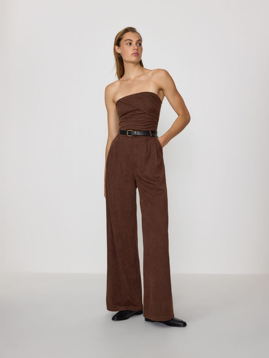 Playsuit with belt - dark brown - RESERVED