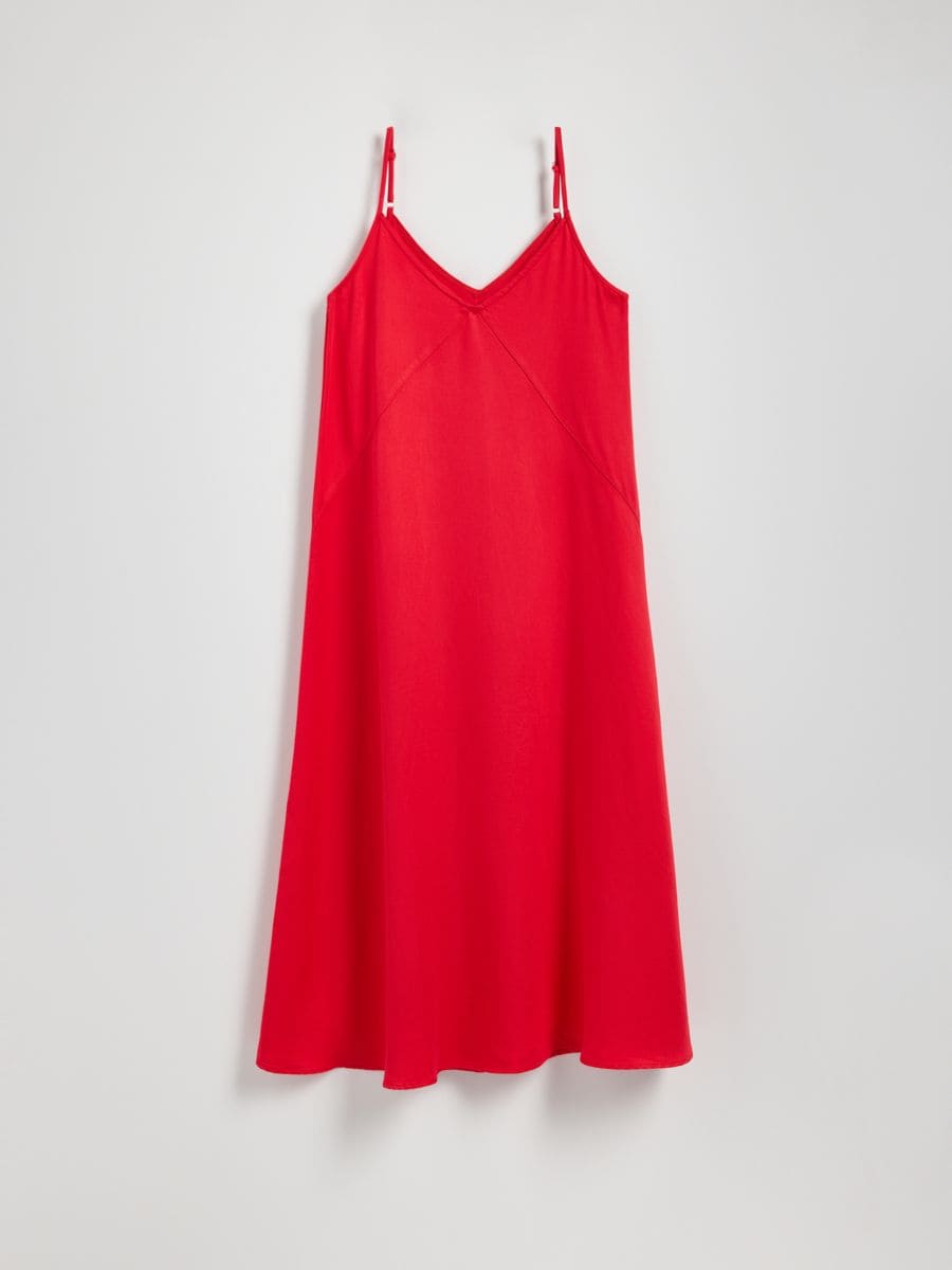 Maxi denim dress with lyocell - red - RESERVED
