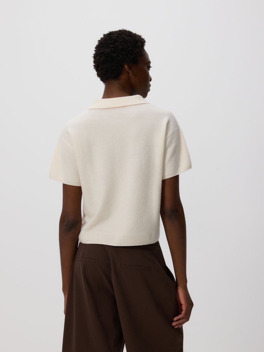Woollen blouse with collar - nude - RESERVED - 4
