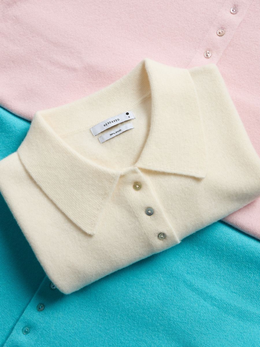 Woollen blouse with collar - nude - RESERVED - 7