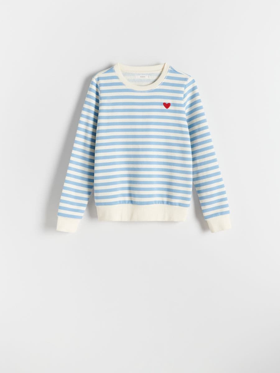 Bluza w paski z sercem - jasnoniebieski - RESERVED - 3