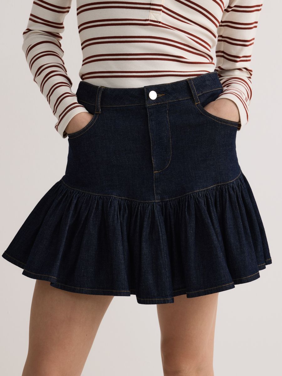 Denim mini skirt - navy - RESERVED