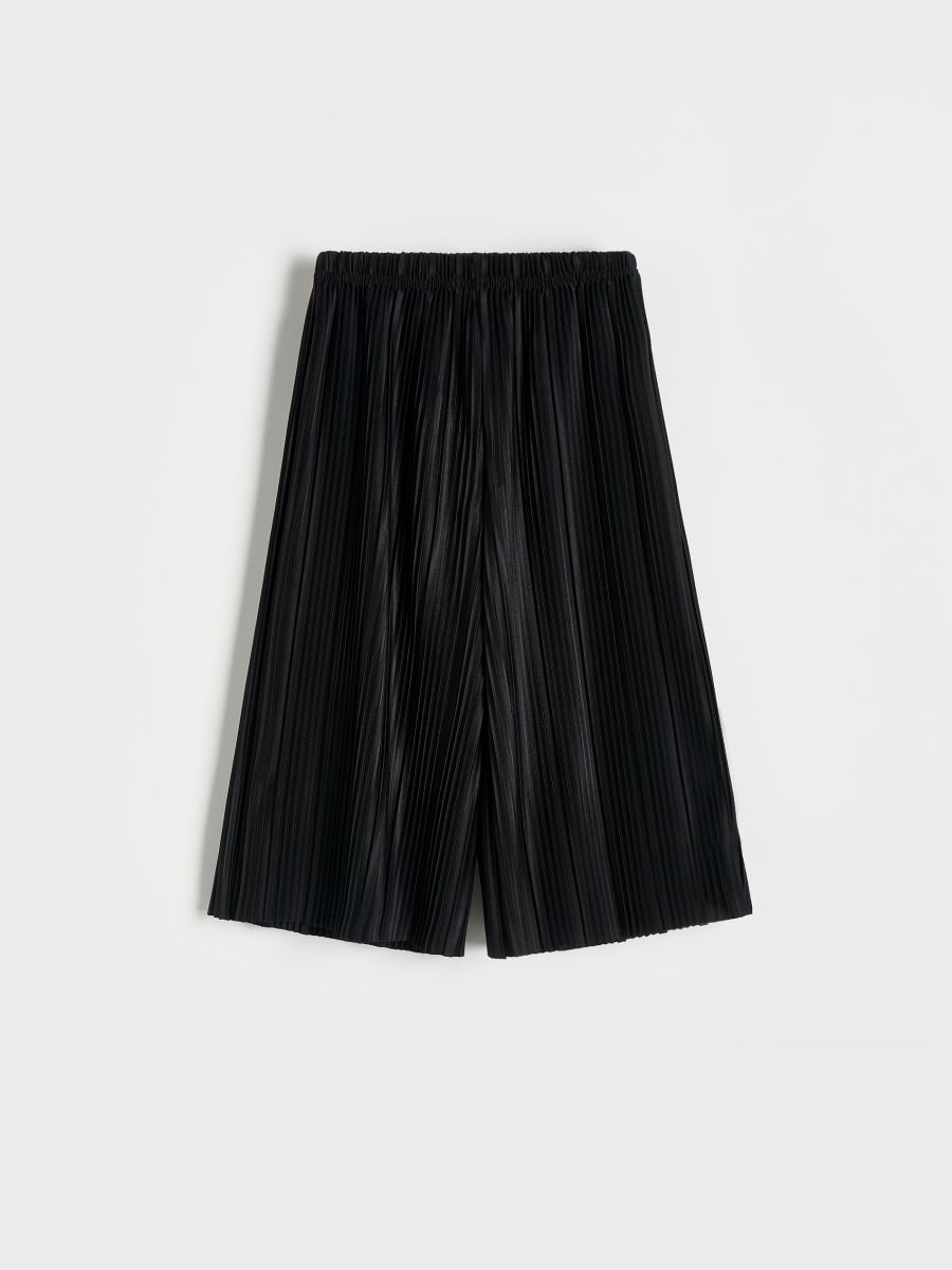 Plisirane culotte pantalone - crno - RESERVED