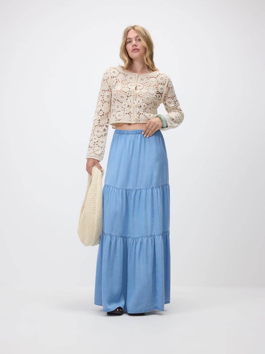 Lyocell maxi skirt - blue - RESERVED