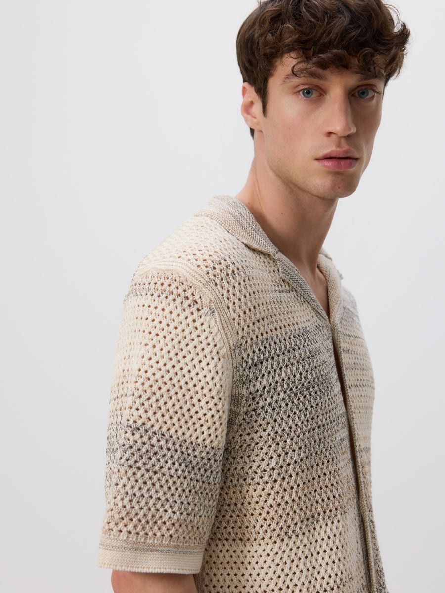 Openwork jumper with short sleeves - beige - RESERVED - 2