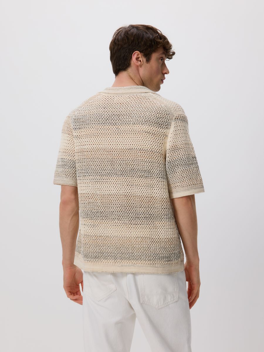 Openwork jumper with short sleeves - beige - RESERVED - 5