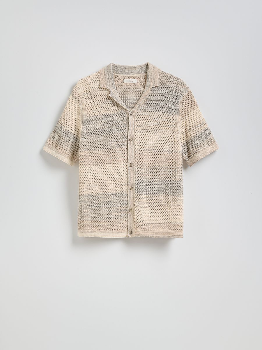 Openwork jumper with short sleeves - beige - RESERVED - 6