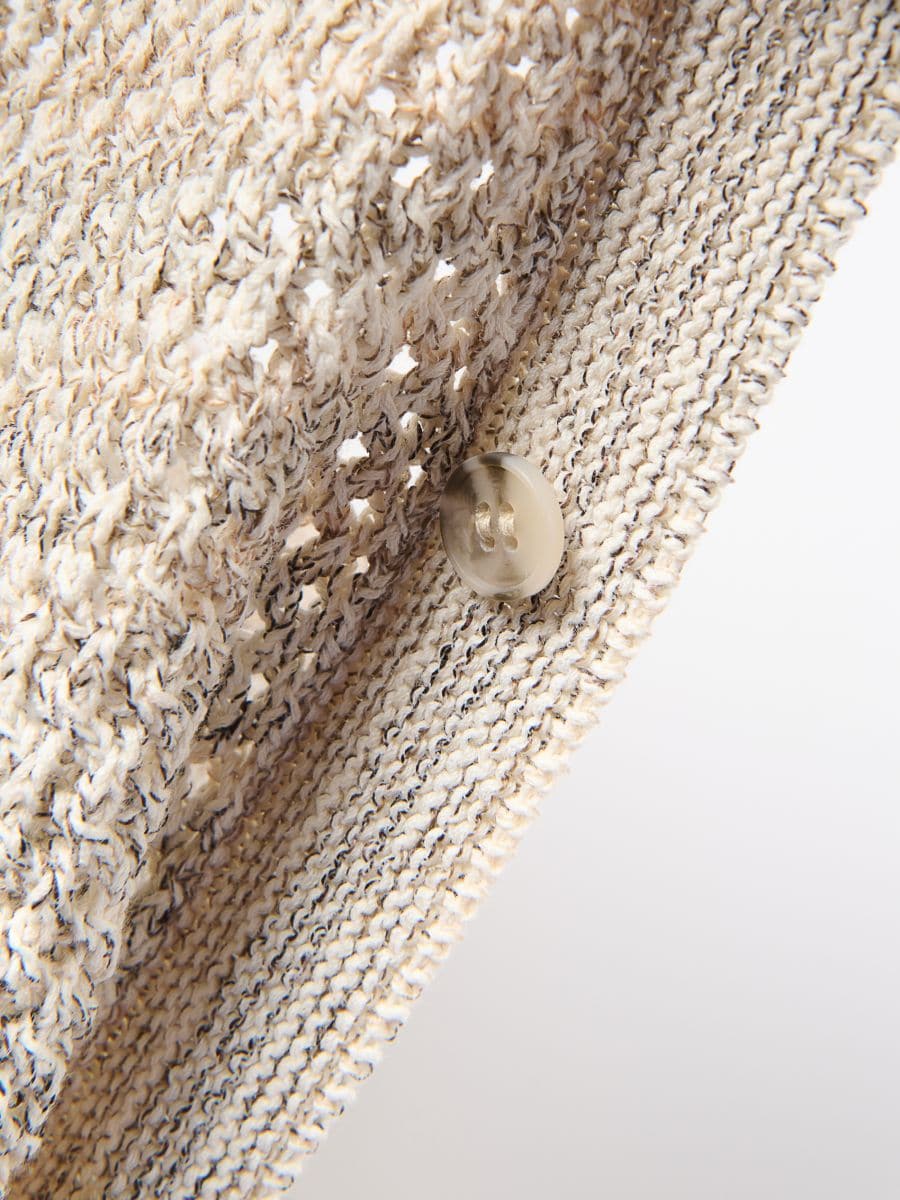 Openwork jumper with short sleeves - beige - RESERVED - 7
