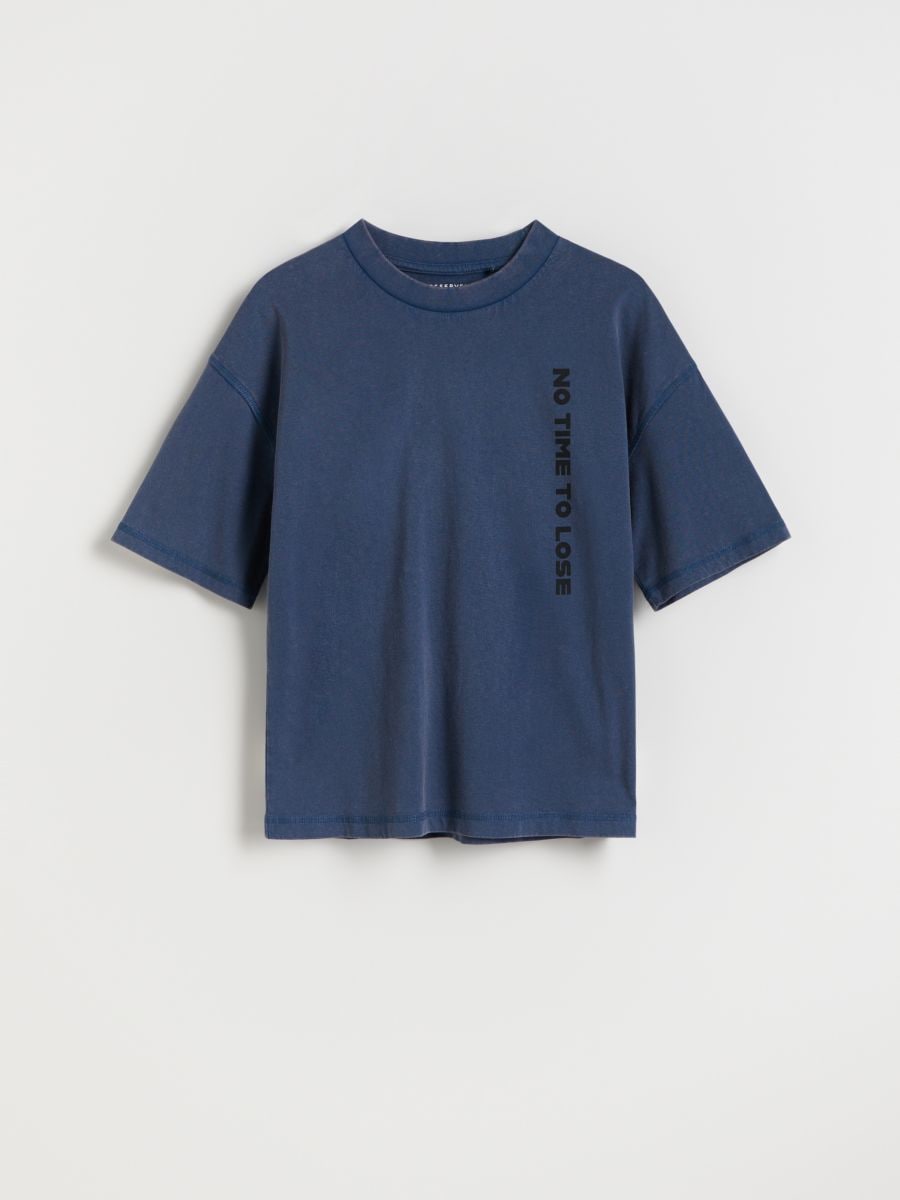 Oversized t-shirt med tryck - steel blue - RESERVED