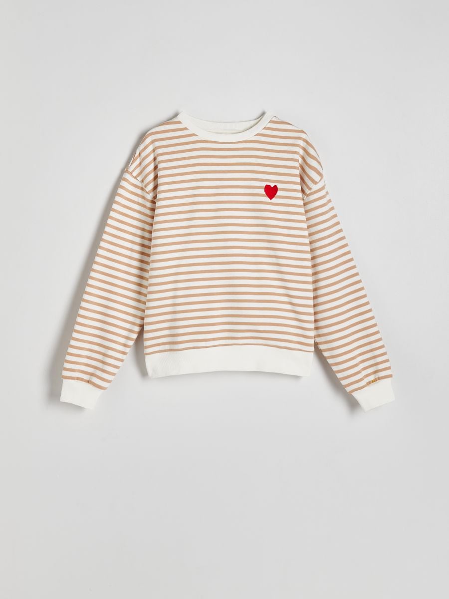 Sweater met borduursel - BEIGE - RESERVED