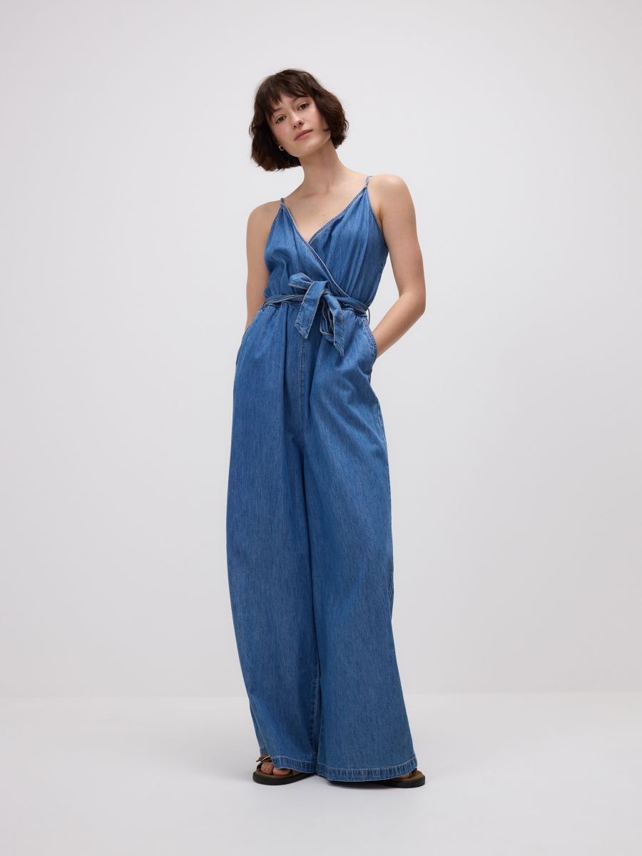 Denim jumpsuit with belt - blau - RESERVED