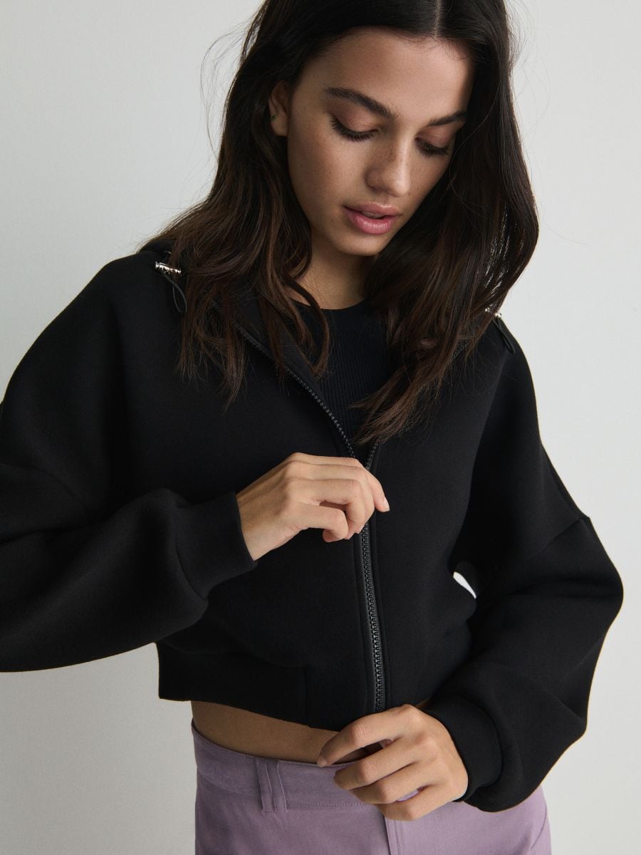 Zip up hoodie - black - RESERVED